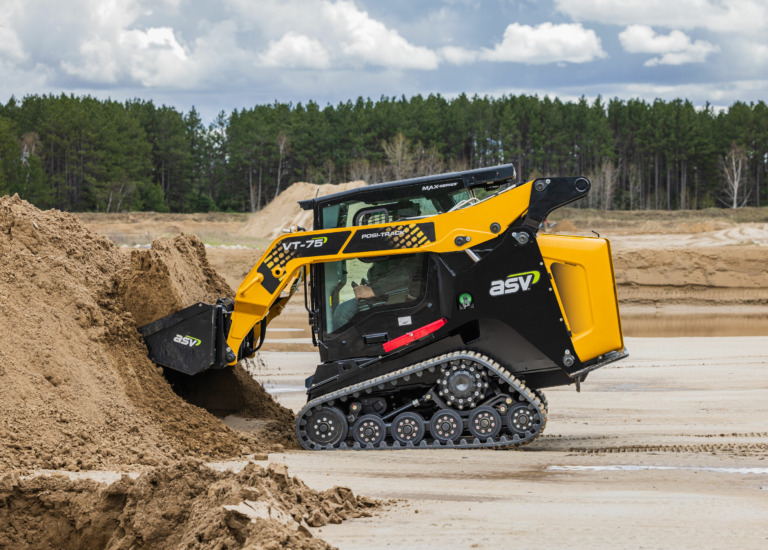 ASV VT-75 Compact Track Loader loading aggregate.