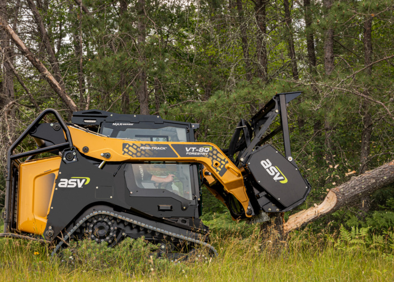 ASV VT-80 Compact Track Loader knocking down a tree